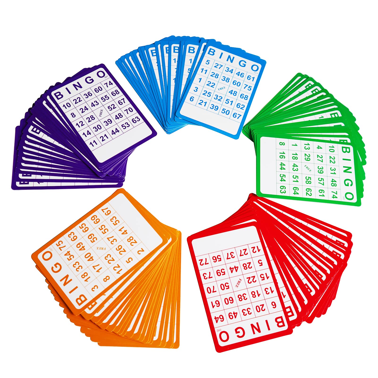 Yuanhe 100 Bingo Cards Resuable Bingo Paper Game Cardstock Bulk, 5 Colors