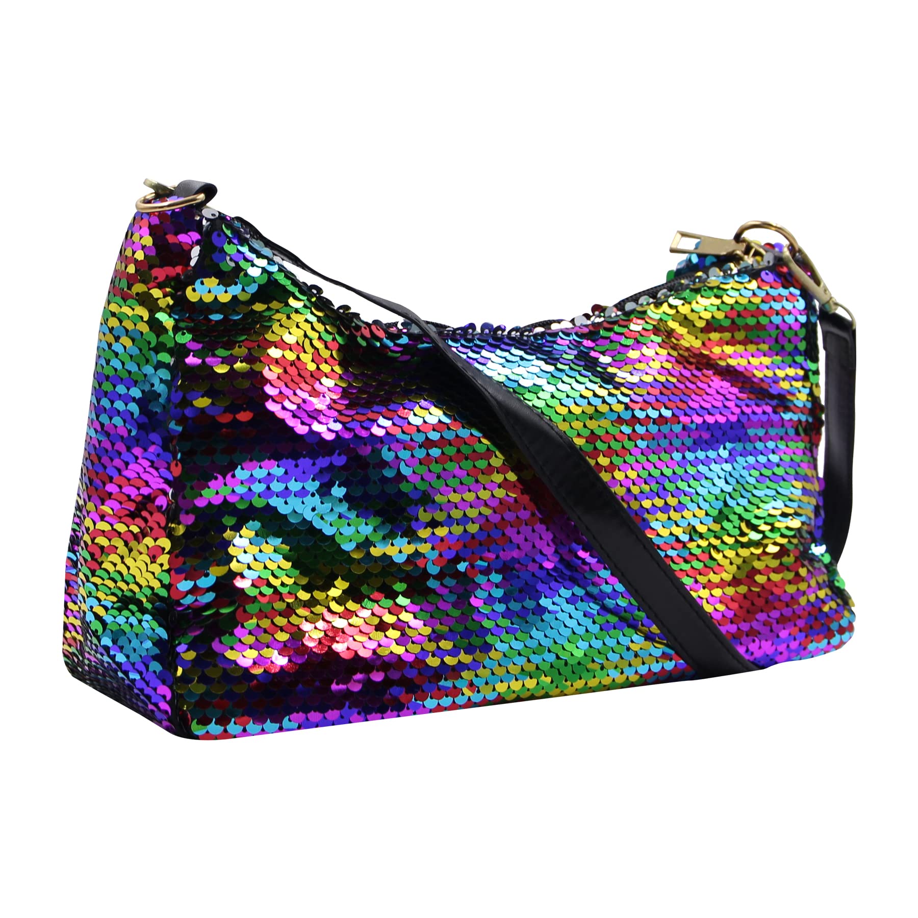 LEOMOSTE Women Girls Glitter Sequin Shoulder Message Bag Handbag Shiny Clutch Purse Evening Bag