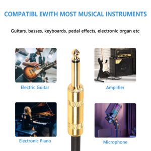 SinLoon USB Guitar Cable,10FT USB 2.0 Interface Male to 6.35mm (1/4inch) TS Mono Electric Guitar Converter Cable, Nylon Braid Recording Cable, for Instruments Recording Singing (USB to 6.35 Gold)