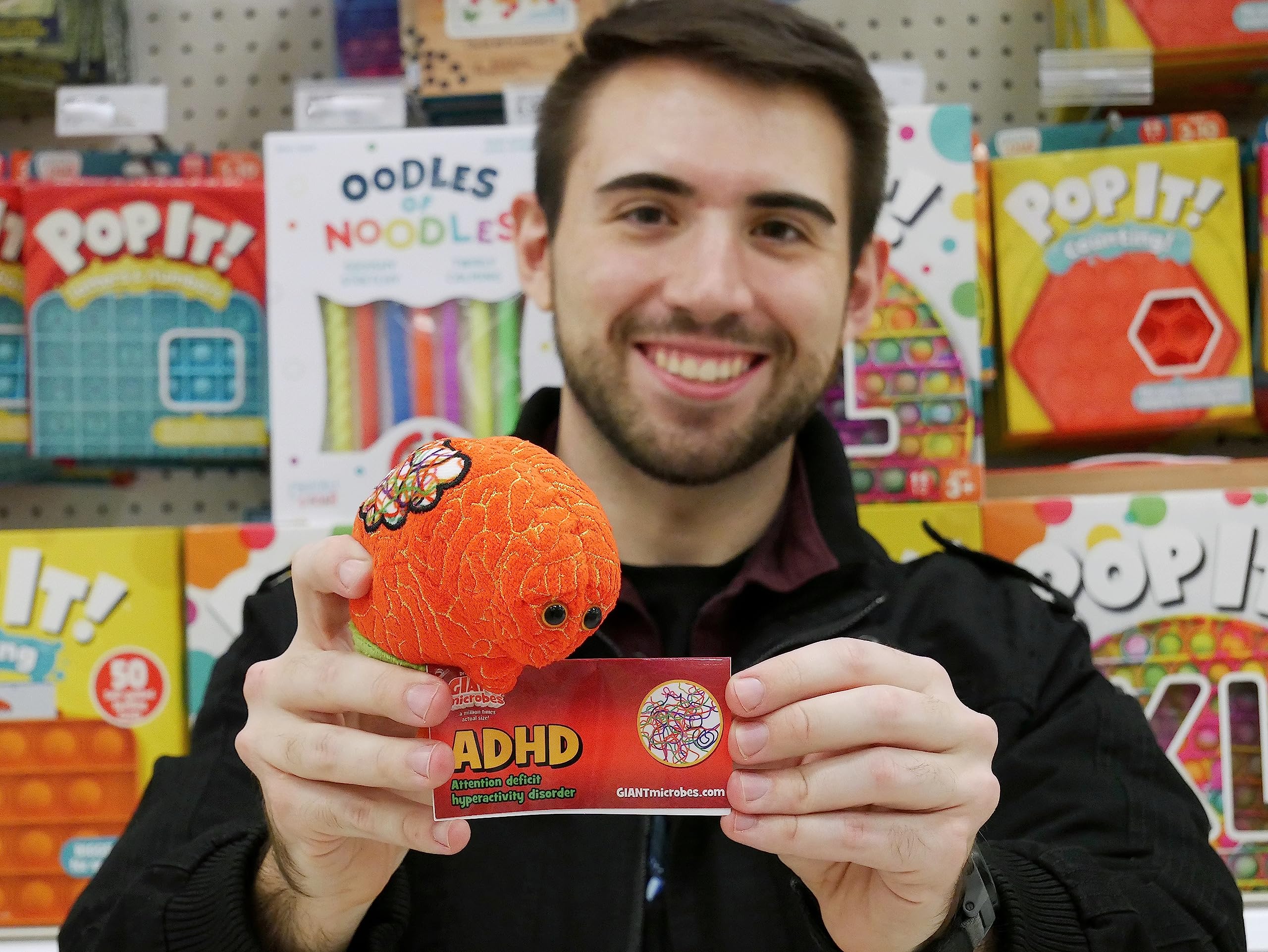 GIANTmicrobes ADHD Plush, Funny ADHD Gifts, Neurodivergent Gifts, Neurodiversity Gifts, ADHD Awareness, ADHD Office, Mental Health Therapist Gifts, Mental Health Matters, Emotional Support Plush