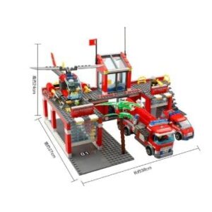 General Jim's Fire Station Multi Emergency Vehicle 774 Piece Modular Building Block Bricks Amazing Colorful 2 Level Fire Station Building Block Bricks Toy with Helipad - for Teens and Adults