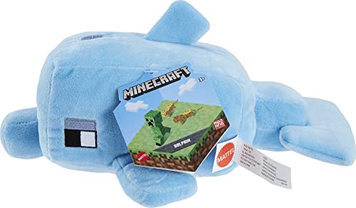 Mattel Minecraft Basic Plush Dolphin Soft Doll, Video Game-Inspired Collectible Toy for Kids & Fans Ages 3 Years Old & Up