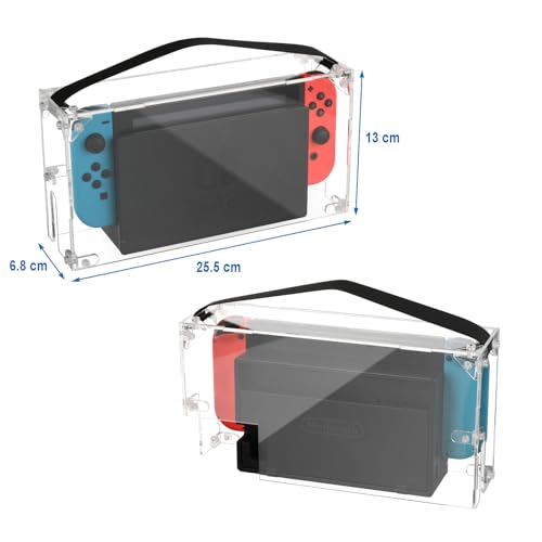 Cosmos Transparent Dust Cover Clear Dust Guard Protective Display Box Compatible with Nintendo Switch Dock, Anti-Scratch Waterproof Protector Cover Dock Case for Switch Dock & Console, Acrylic