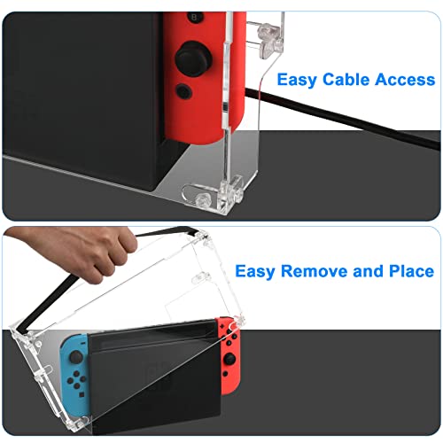 Cosmos Transparent Dust Cover Clear Dust Guard Protective Display Box Compatible with Nintendo Switch Dock, Anti-Scratch Waterproof Protector Cover Dock Case for Switch Dock & Console, Acrylic