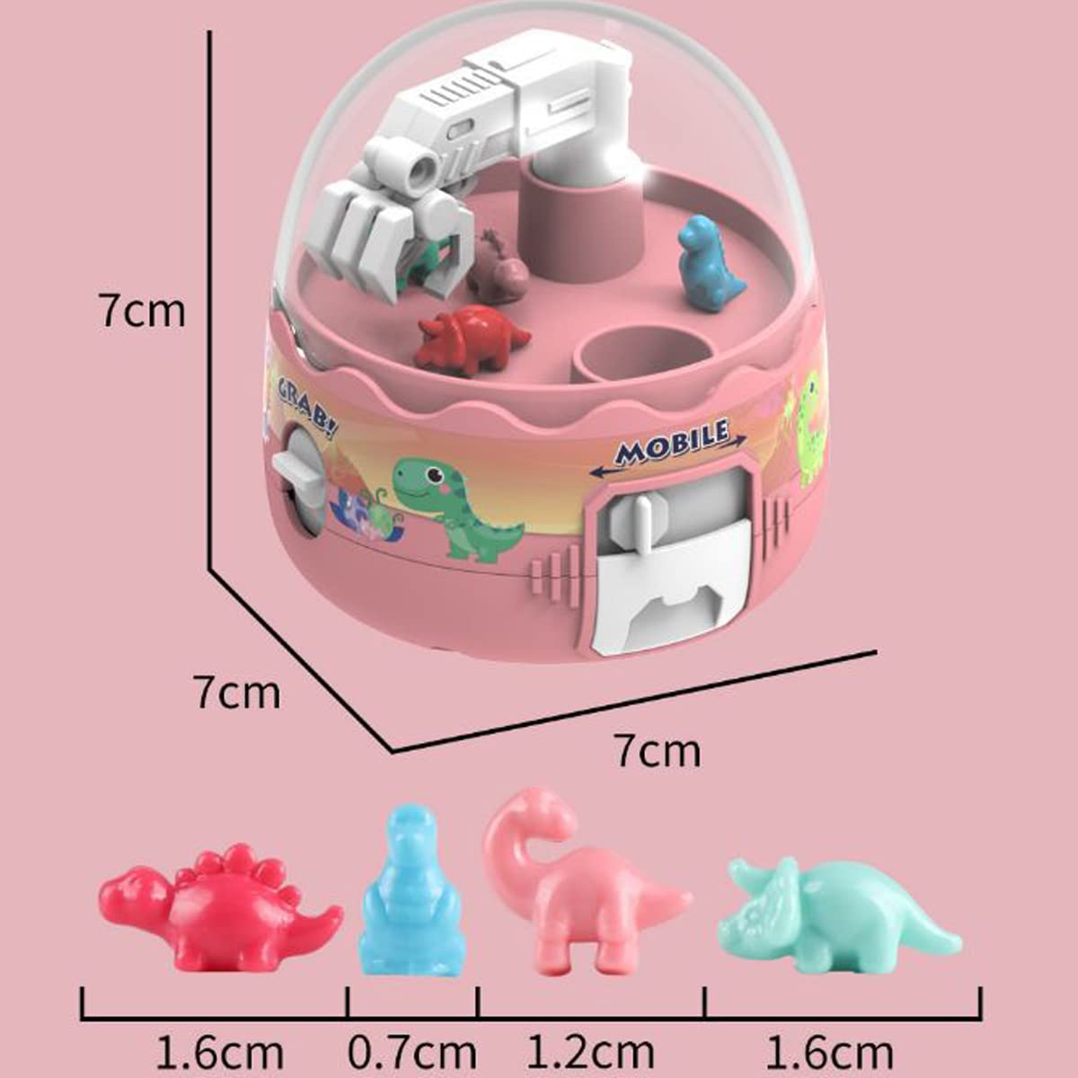 DuaTang Mini Dinosaur Claw Machine Toys with 8 Little Dinosaurs, Fun Handheld Games Arcade for Kids Boys Girls Vending Grabber Toy - Red