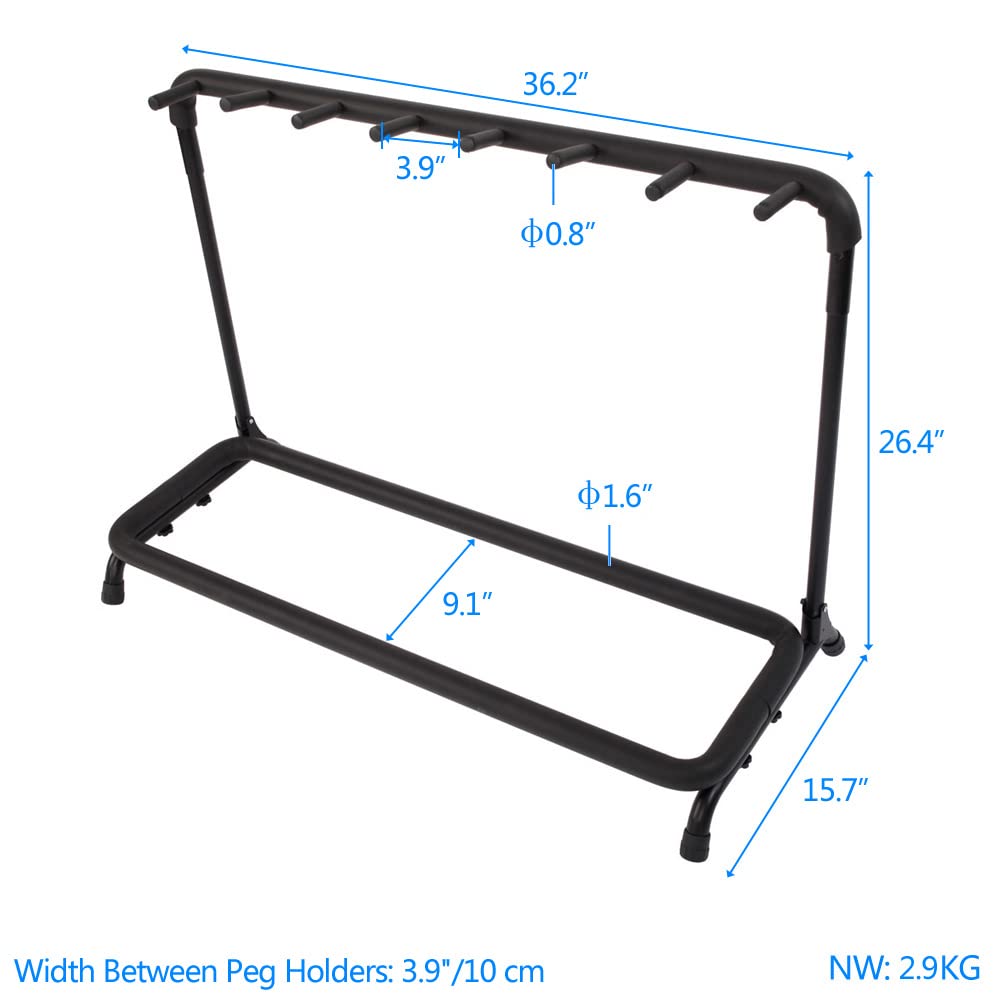 Ktaxon 3/5/7/9 Multiple Guitars Stand Display Stand Guitar & Ukulele & Bass & Banjo Holder for Band, Studio, Home (Round-7 Holder)