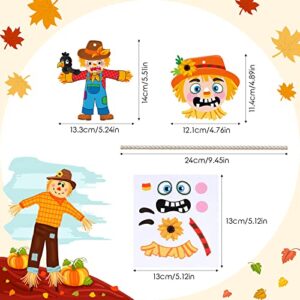 24 Sets Fall Crafts for Kids Scarecrow Craft Kit Bulk Thanksgiving Halloween Scarecrow Craft Stickers Make Your Own Scarecrow Ornaments for Halloween Autumn Birthday Party Supplies