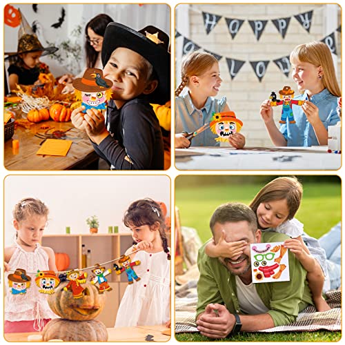 24 Sets Fall Crafts for Kids Scarecrow Craft Kit Bulk Thanksgiving Halloween Scarecrow Craft Stickers Make Your Own Scarecrow Ornaments for Halloween Autumn Birthday Party Supplies