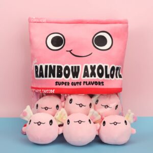 NUKBIL Axolotl Plush Pillow Throw Pillow, Cute Axolotl Plush Toys Doll, Axolotl Stuffed Animal Bag of Axolotl Plushies, Stuffed Axolotl Gift for Kids, Birthday, Christmas, Baby Shower (6 pcs, Pink)