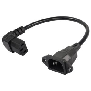 CERRXIAN 0.3m Down Angle C13 to C14 Panel Mount Power Cable, 90 Degree IEC 320 C13 Female to C14 Male PDU Power Supply Extension Cord for Monitors,Computers,Etc(Dc13m-c14)