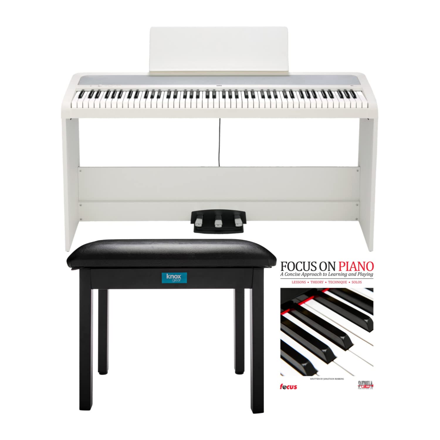 Korg B2SP Digital Piano Package (White) Bundle with Piano Bench and Piano Book (3 Items)