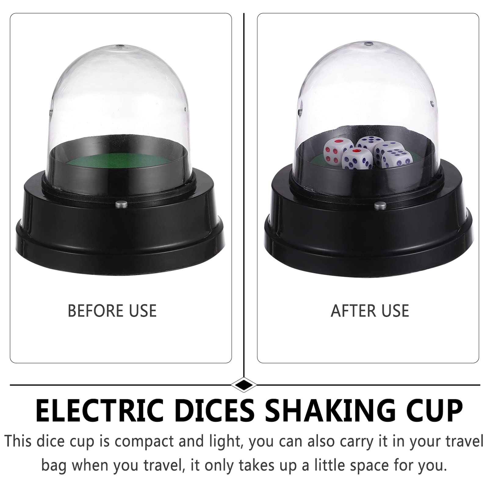 STOBOK Electric Rollers Automatic Dice Cup, Electric Dice Cup with Dices Electrical Shaking Dice Roller Cup Set Lucky Dice Set for Party Game Party All Dice Games, No Battery Electric Drum