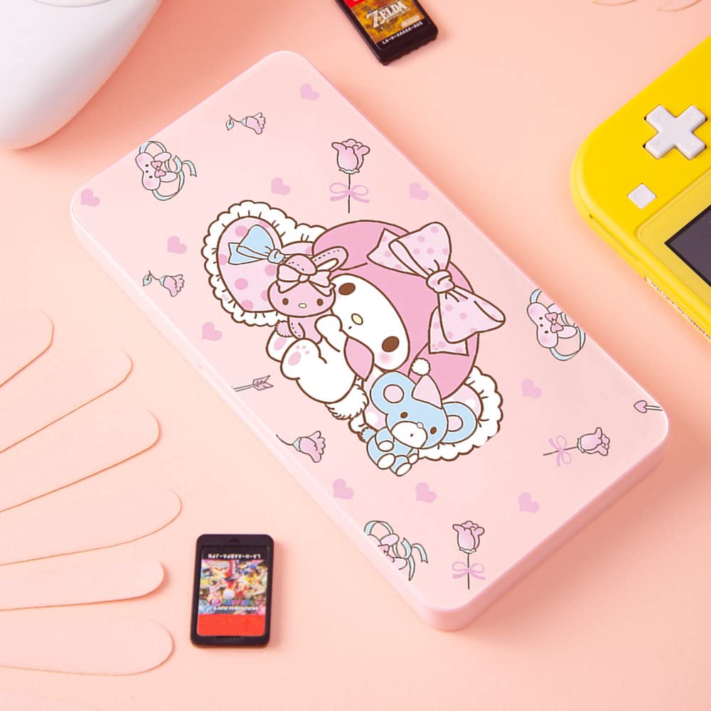 PERFECTSIGHT Cute Game Card Case Compatible with Nintendo Switch/Switch Lite/OLED, 24 Game Holder Cartridge Case for Game Cards and 48 SD Cards, Kawaii Portable Game Storage Case Box - Rose Rabbit