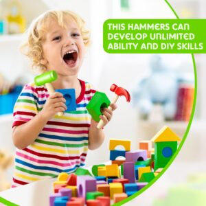 8 Pcs Toy Hammer Simulation Wooden Hammers Plastic Small Hammer Toy Tools Maintenance Tools Pretend Play Educational Toys for Teens Girls Boys School Gift Birthday Party Games Supplies, Red/Green