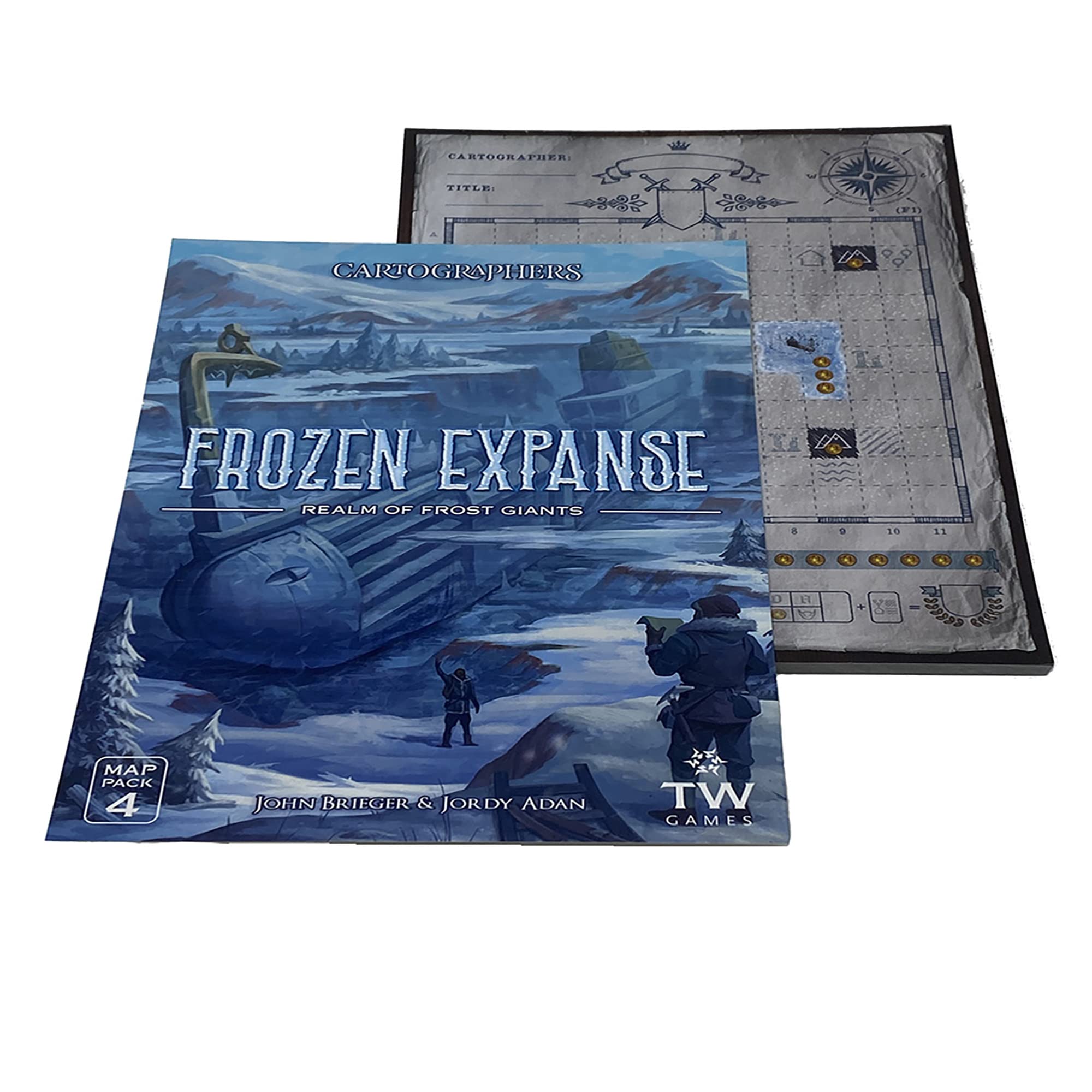 Thunderworks Games - Cartographers: Map Pack 4, Frozen Expanse | Expansion for The Award-Winning Game of Fantasy Map Drawing | Strategy Flip and Write Board Game |Family Game for 1-75 Players