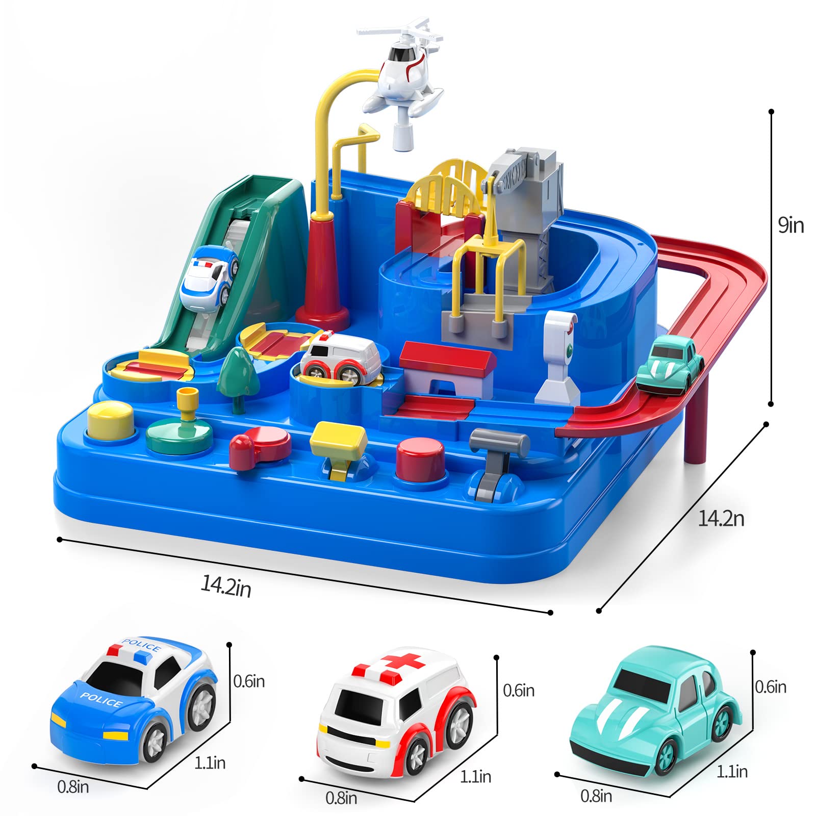 Educational Race Track Car Toys for 3-8 Year Old Boys and Girls - City Rescue Cars for Toddlers 2-4 Years - Fun Christmas and Birthday Gifts