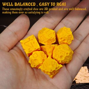 DND Cheese Dice 3D Printed 7PCS Polyhedral Food Themed Dice Set Great for Dungeons and Dragons, Pathfinder, Tabletop RPG, MTG Game