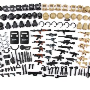 Feleph Modern Military Weapons Pack SWAT Police Multiple Ages 4+ Combinations Toy Set for Soldier Figures Model Army Equipment Gear Pieces Blocks Compatible with Major Brand