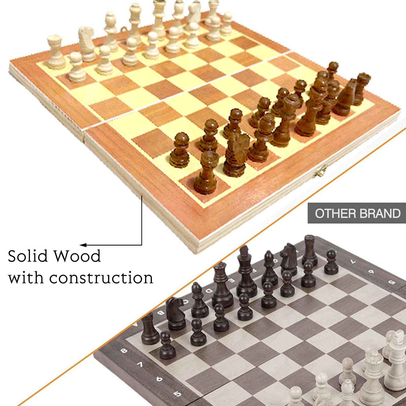 Subwaysds Chess Sets for Adults & Kids - 12''x12'' Wooden Chess Set,Portable Travel Mini Chess Set,Handmade Chess Board & Pieces,Foldable & Easy to Carry