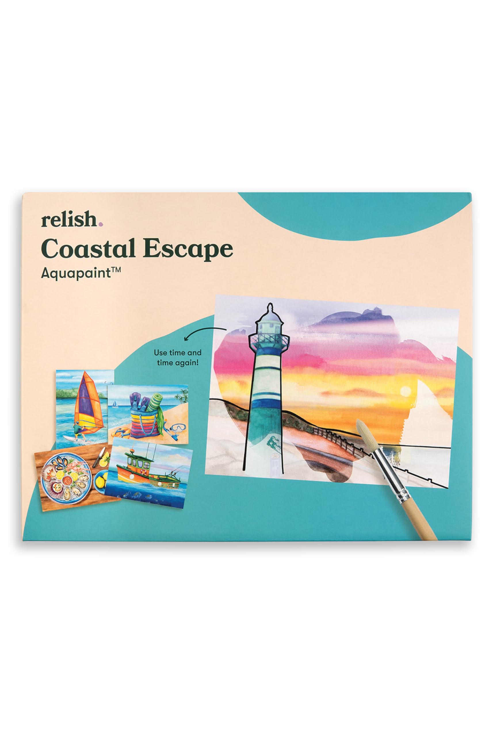 Relish Coastal Escape Aquapaints - Pack of 5 Reusable Water Painting Alzheimer’s & Dementia Activities, Products & Aids for Elderly