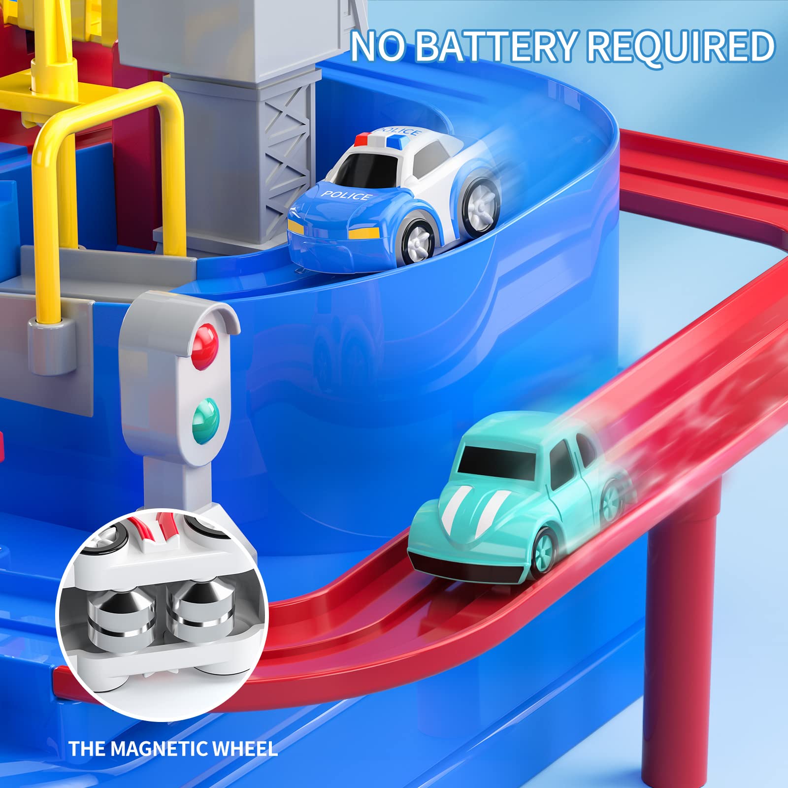 Educational Race Track Car Toys for 3-8 Year Old Boys and Girls - City Rescue Cars for Toddlers 2-4 Years - Fun Christmas and Birthday Gifts