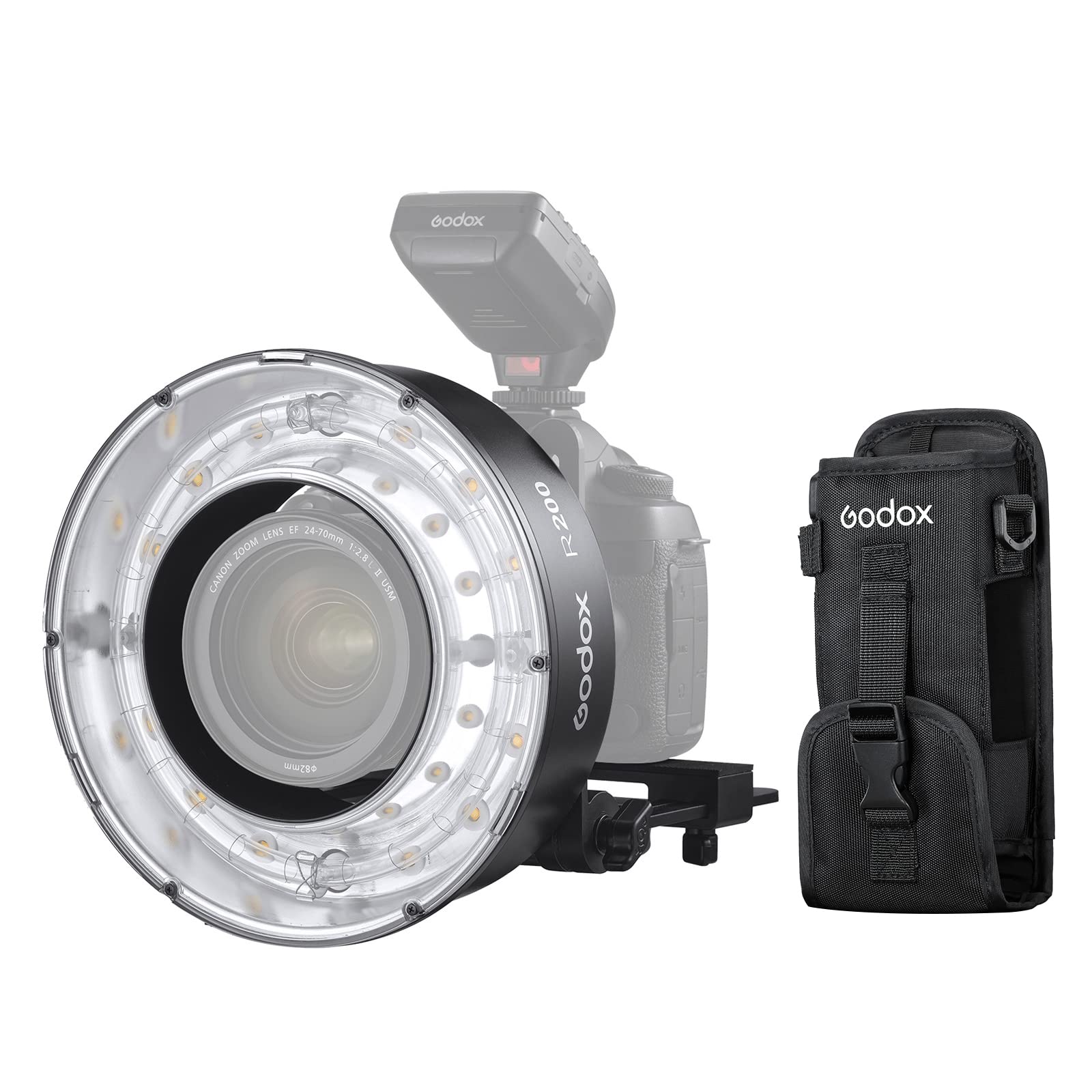 Godox R200 Ring Flash Head with Bag Compatible for AD200/AD200Pro Flash Strobe Speedlite Monolight, 200Ws High Power for Outdoor Portrait Shooting and Wedding Shooting