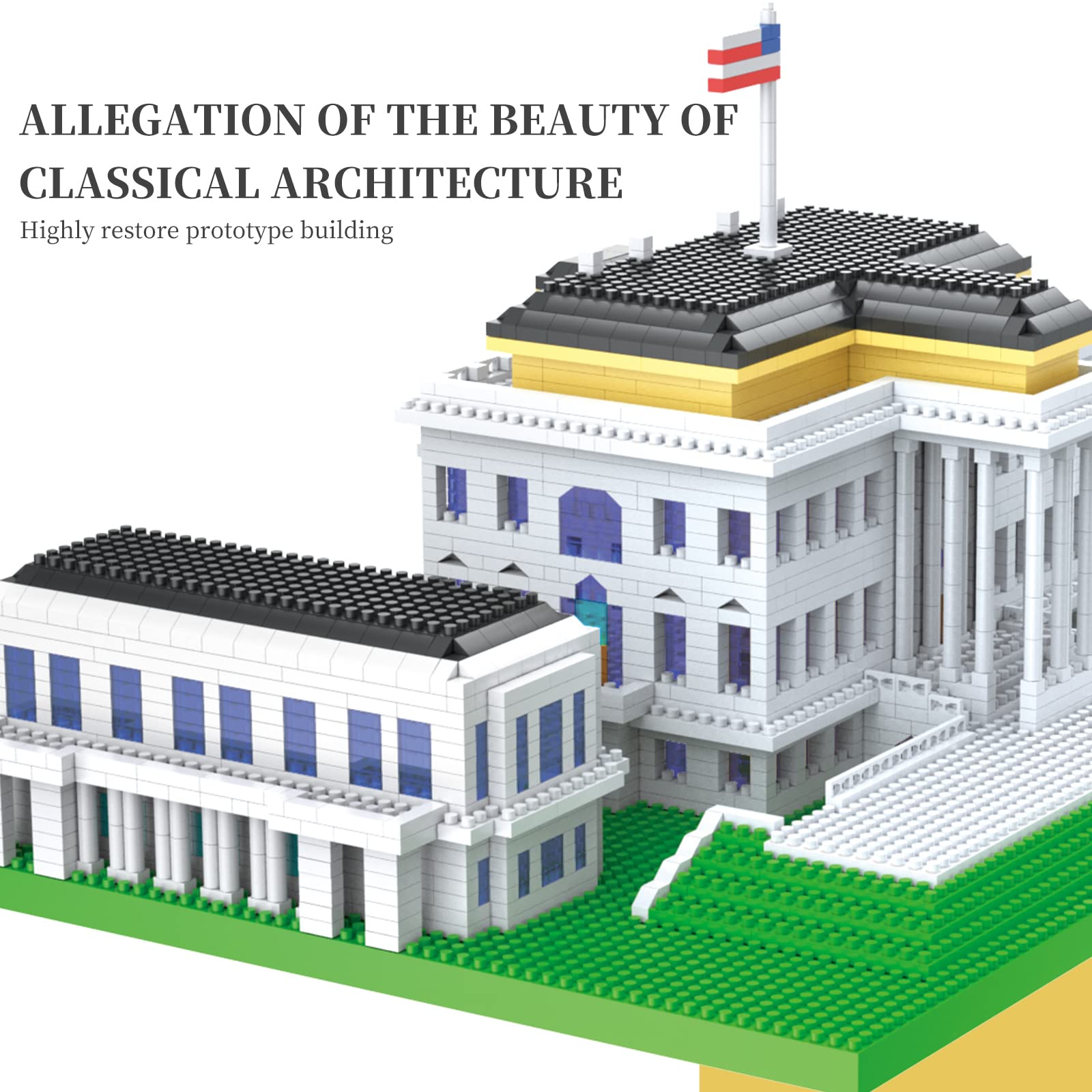 Micro Building Blocks The White House Architecture Set Mini Building Blocks Building Bricks Architecture Model Kit Micro Blocks Set Building Kit Gift for Age 14+ Kids Teens and Adults