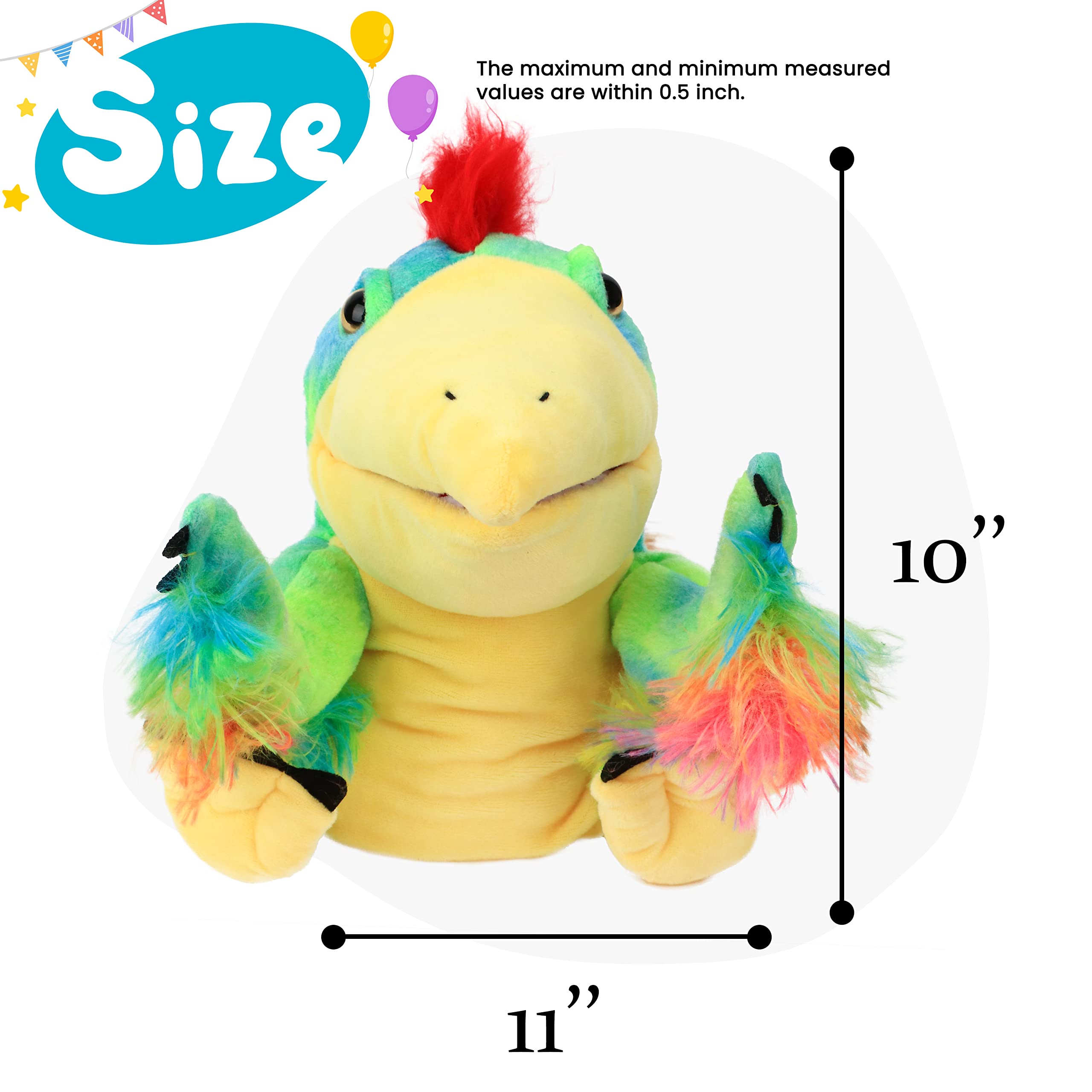 Cuteoy Plush Caudipteryx Hand Puppet Stuffed Animal Toy Open Movable Mouth Creative Role Play Storytelling Dinosaur Plushies Gifts for Kids Toddlers Birthday Christmas