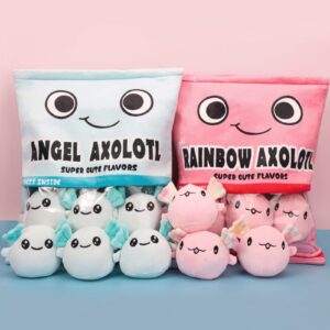 NUKBIL Axolotl Plush Pillow Throw Pillow, Cute Axolotl Plush Toys Doll, Axolotl Stuffed Animal Bag of Axolotl Plushies, Stuffed Axolotl Gift for Kids, Birthday, Christmas, Baby Shower (6 pcs, Pink)