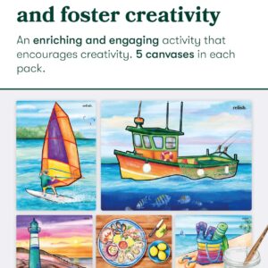 Relish Coastal Escape Aquapaints - Pack of 5 Reusable Water Painting Alzheimer’s & Dementia Activities, Products & Aids for Elderly