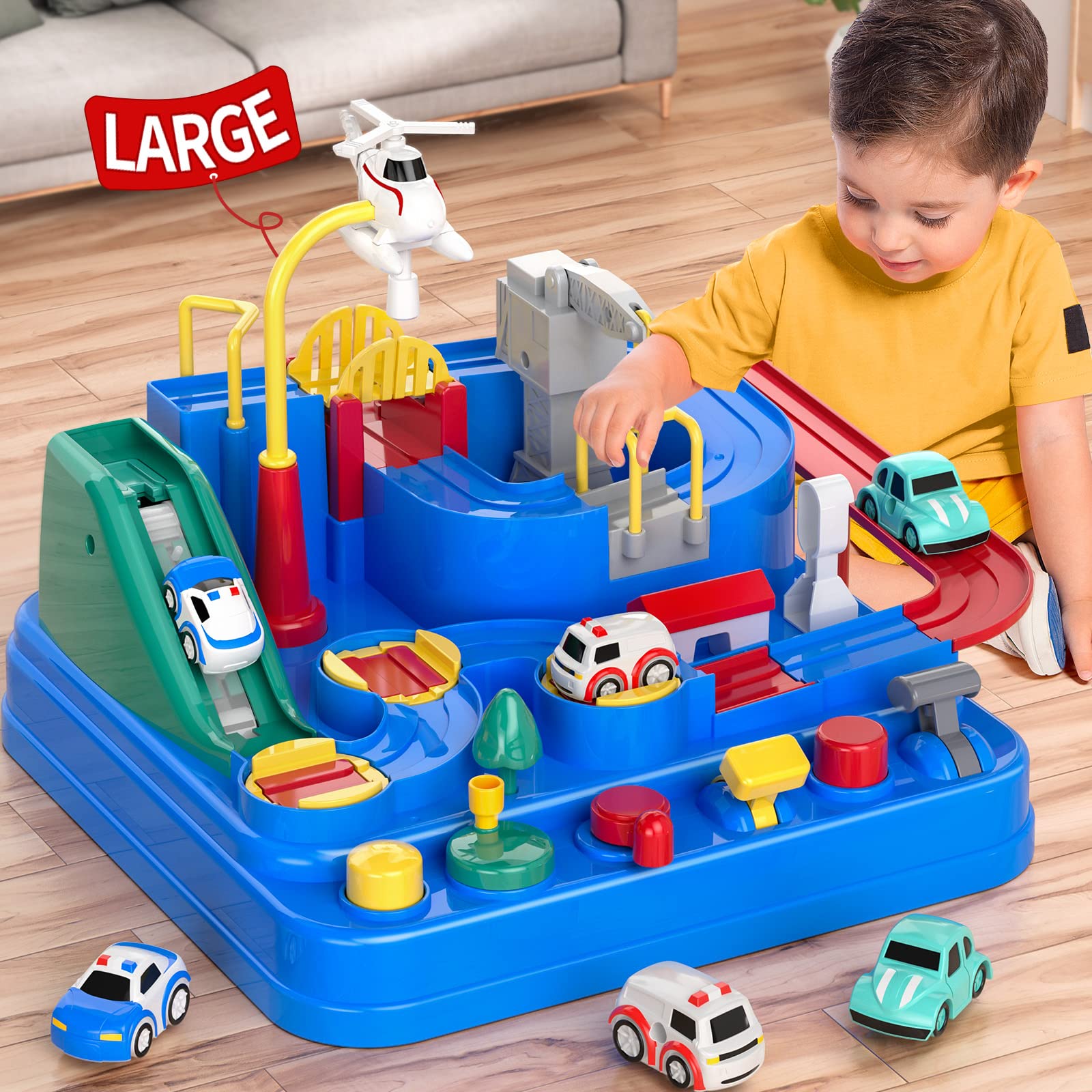 Educational Race Track Car Toys for 3-8 Year Old Boys and Girls - City Rescue Cars for Toddlers 2-4 Years - Fun Christmas and Birthday Gifts