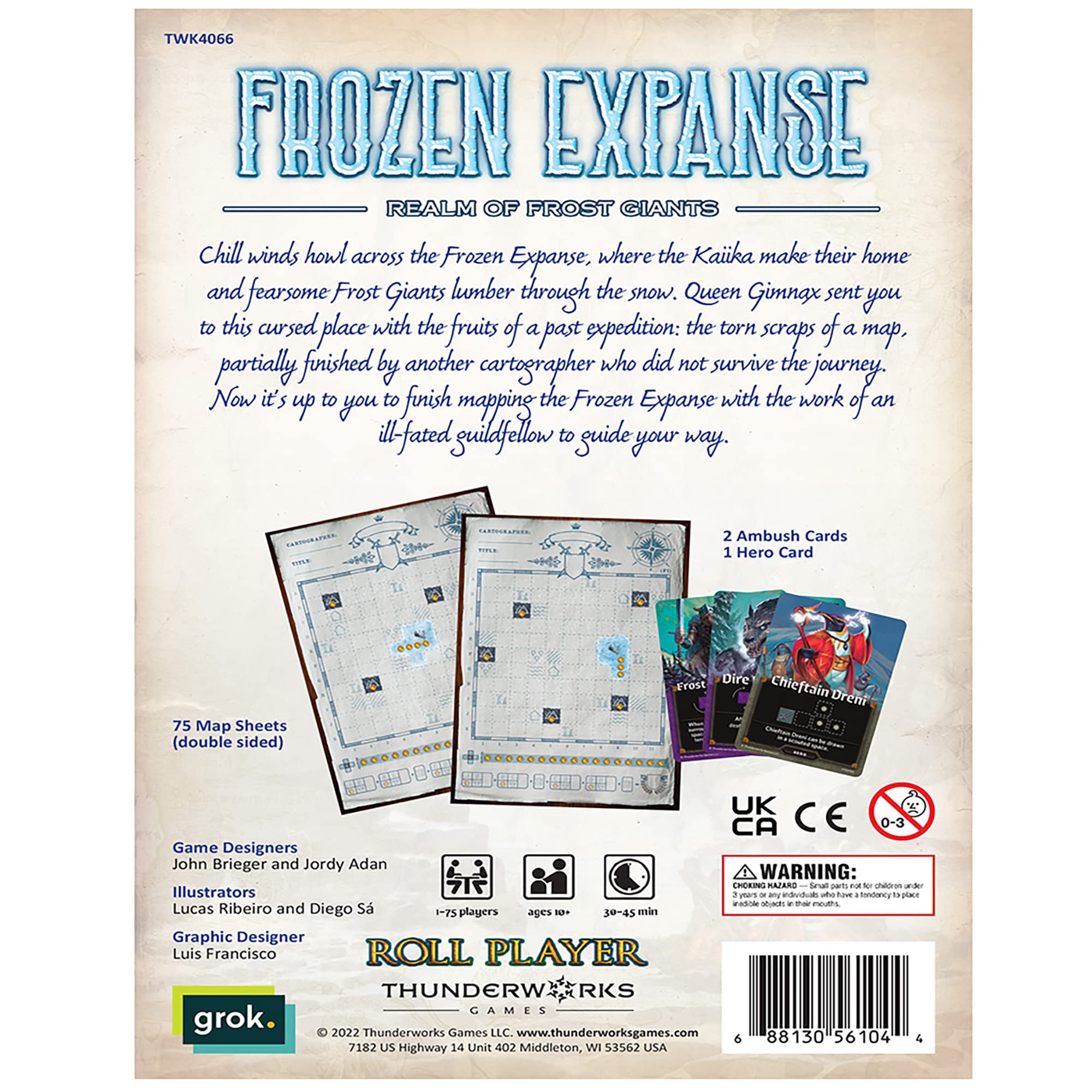 Thunderworks Games - Cartographers: Map Pack 4, Frozen Expanse | Expansion for The Award-Winning Game of Fantasy Map Drawing | Strategy Flip and Write Board Game |Family Game for 1-75 Players