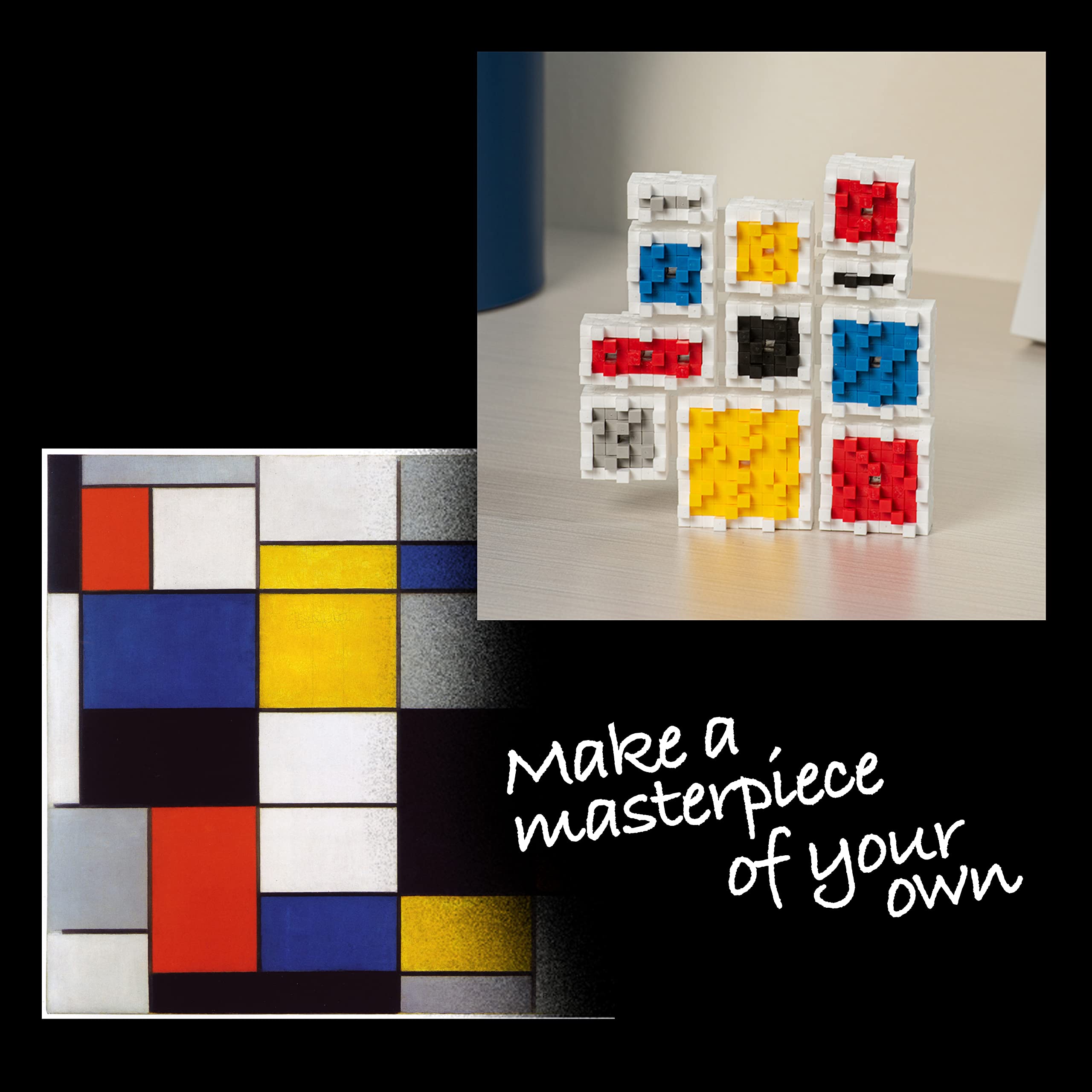 PLUS PLUS - Inspired - Mondrian, Composition A - 350 Pieces - Open-Ended, Art Construction Building Toy, Interlocking Mini Puzzle Blocks