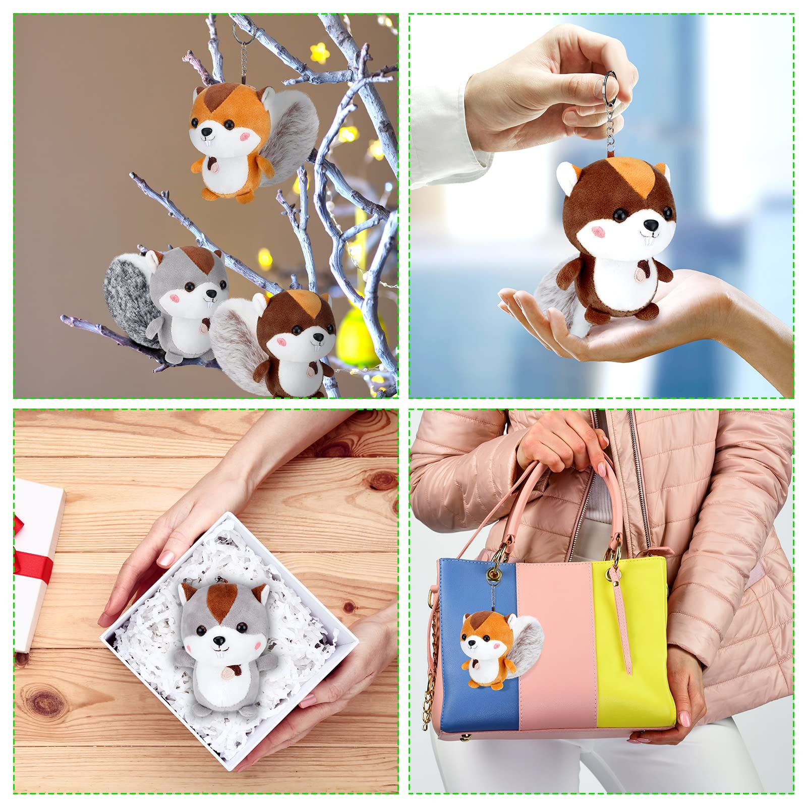 Sosation 6 Pcs Squirrel Stuffed Animal Plush 4.7 Inch Cute Squirrel Plush Small Stuffed Squirrel Toy Stuffed Animal Keychain for DIY Birthday Party Keys Backpack (Squirrel Style)