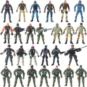 tuanse 26 pcs swat team and military action figures playset with weapons, army toys for kids boys girls