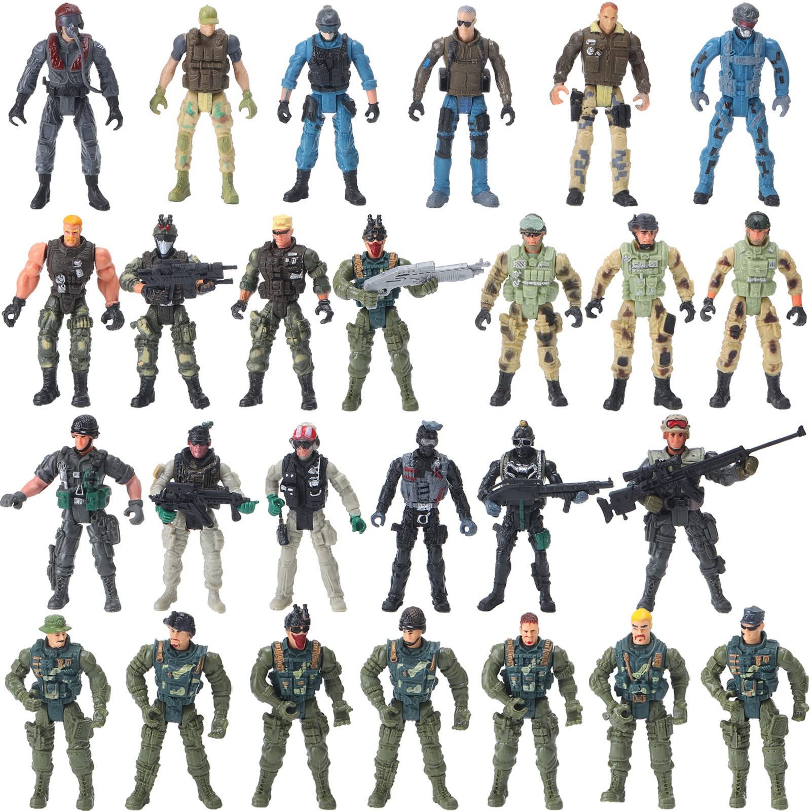 Tuanse 26 Pcs SWAT Team and Military Action Figures Playset With Weapons, Army Toys for Kids Boys Girls