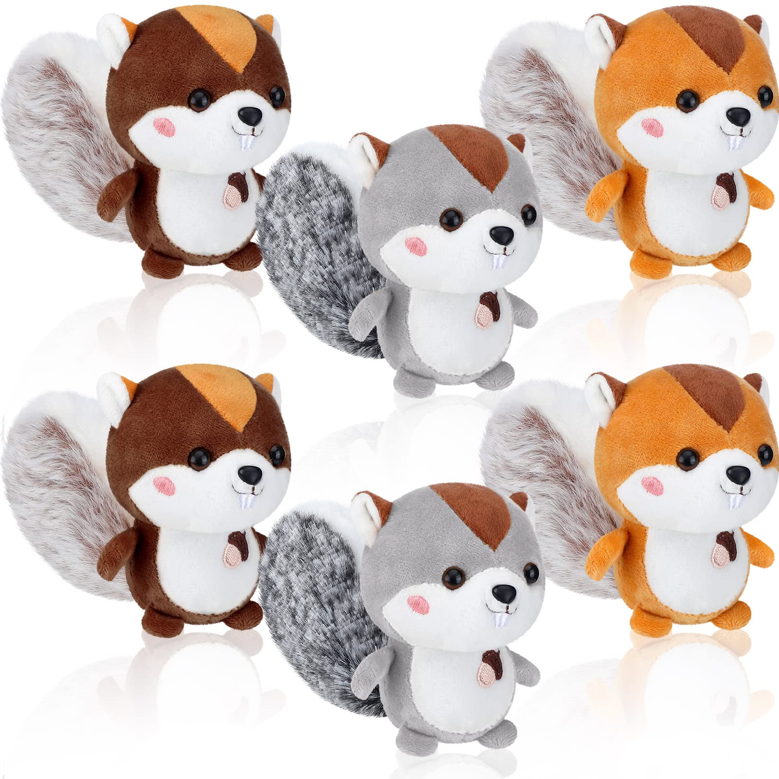 Sosation 6 Pcs Squirrel Stuffed Animal Plush 4.7 Inch Cute Squirrel Plush Small Stuffed Squirrel Toy Stuffed Animal Keychain for DIY Birthday Party Keys Backpack (Squirrel Style)