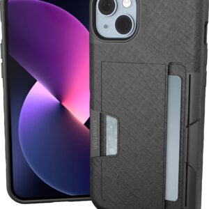 Smartish® iPhone 14 Plus Wallet Case - Wallet Slayer Vol. 2 [Slim + Protective] Credit Card Holder w/Kickstand - Drop Tested Hidden Card Slot Compatible w/Apple iPhone 14 Plus - Black Tie Affair