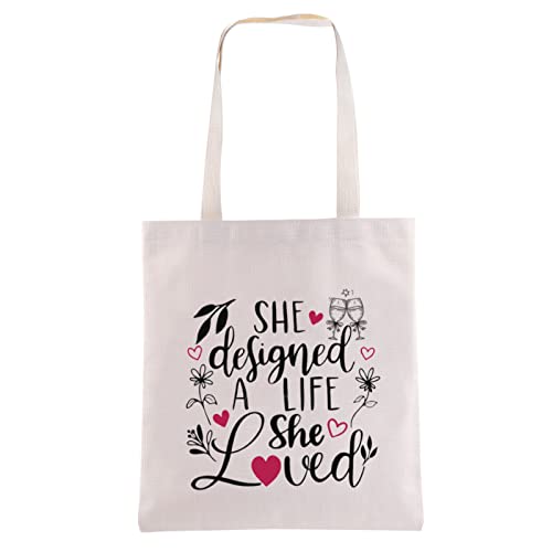 CMNIM She Designed A Life She Loved Inspirational Canvas Tote Bag for Women Birthday Christmas Thanksgiving Graduation Gift (She Designed A Life She Loved Tote)