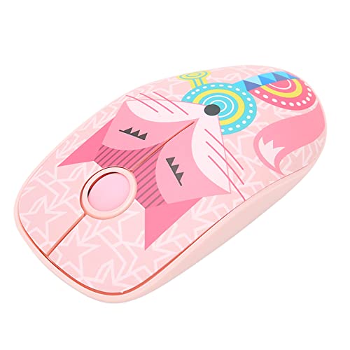 Pink Gaming Mouse, 1500DPI 2.4GHz Wireless Mouse with Cute Cartoon Pattern, 3 Intelligent Sleep Modes, Rechargeable Silent Mouse for Computer Laptop