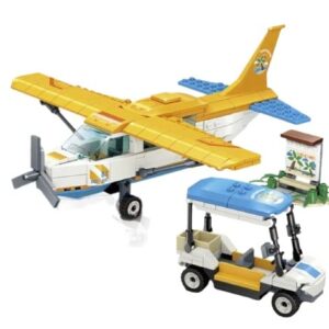 General Jim's Yellow Sightseeing Airplane and Service Vehicle 347 Piece Modular Building Block Bricks Toy Set - for Teens and Adults