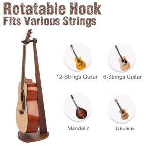 Musbeat Acoustic Guitar Stand, Wood Guitar Stands Floor for Acoustic Guitar, Wooden Guitar Stand for Electric Guitar, Mandolin, Black Walnut Guitar Hanging Stand for Home, Living Room, Decoration