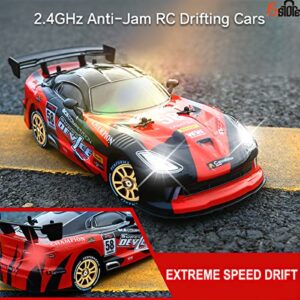 Fistone RC Drift Racing Cars, 1/16 4WD 2.4G Remote Control High Speed Racing Vehicle with 4 Spare Speed Tires Hobby Toys for Boys Kids and Adults