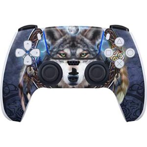 skinit decal gaming skin compatible with ps5 and compatible with ps5 digital edition dualsense controller - tate and co. wolf symbols design