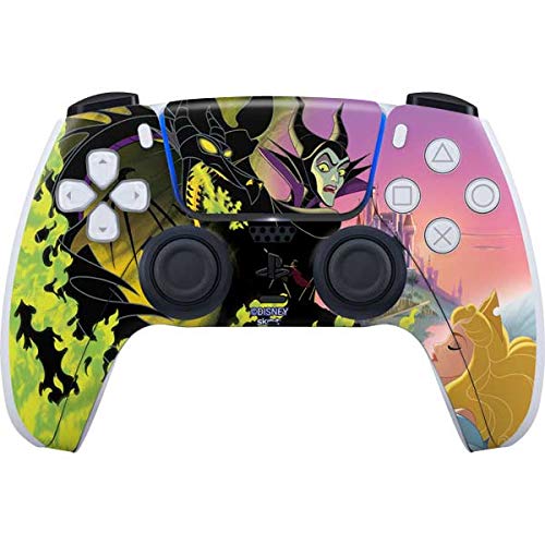 Skinit Decal Gaming Skin Compatible with PS5 and Compatible with PS5 Digital Edition DualSense Controller - Officially Licensed Disney Sleeping Beauty and Maleficent Design