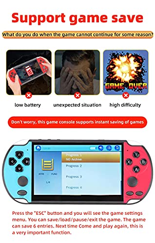 HLF 5.1-inch screen hd casual handheld game console with built-in 11000 vodeo games portable game retro nostalgic mp3 mp4 AV-out to TV game can be saved/added/deleted