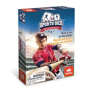 foxmind games: sports dice, baseball, roll it out of the park, easy to learn, fun to play, play with up to 4 players, for ages 7 and up