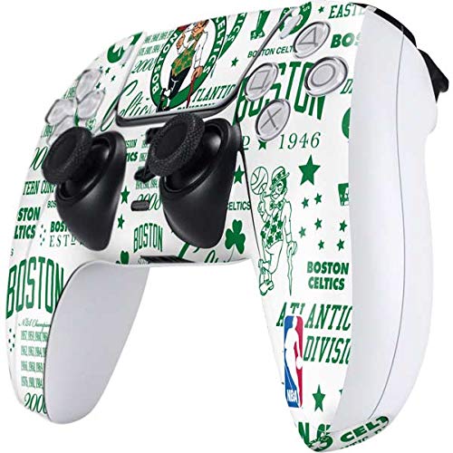 Skinit Gaming Decal Skin Compatible with PS5 and Compatible with PS5 Digital Edition DualSense Controller - Officially Licensed NBA Boston Celtics Historic Blast Design