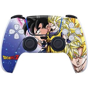 skinit decal gaming skin compatible with ps5 controller - officially licensed dragon ball z goku phase 1,2 & 3 design