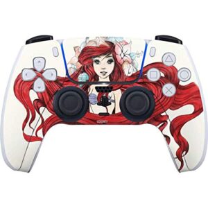 skinit decal gaming skin compatible with ps5 and compatible with ps5 digital edition dualsense controller - officially licensed disney ariel illustration design